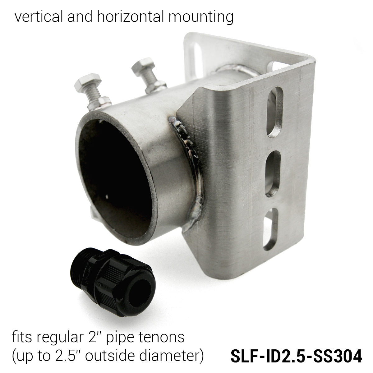 Stainless Steel Slipfitter Adaptor Mounting Bracket (ID 2.5") for Round Pole (up to OD 2 3/8")