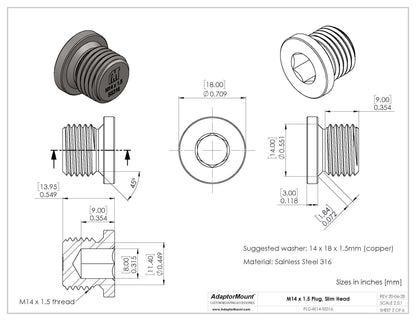 PLG-M14 Allen Key Slotted Plug