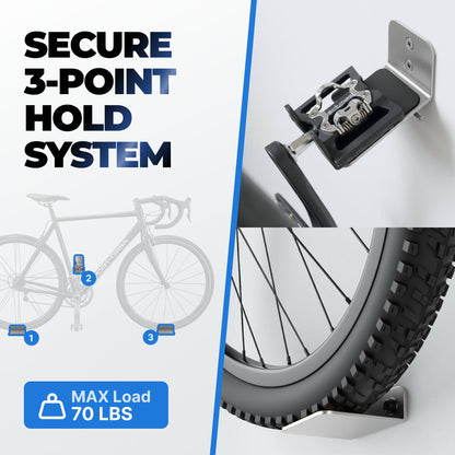 Stainless Steel Adjustable Bike Pedal Wall Mount (SS304) | BRT-BIKE-WALL