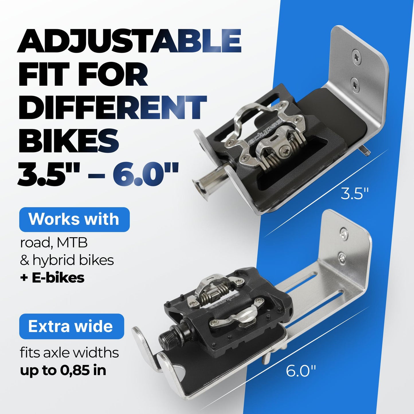 Stainless Steel Adjustable Bike Pedal Wall Mount (SS304) | BRT-BIKE-WALL