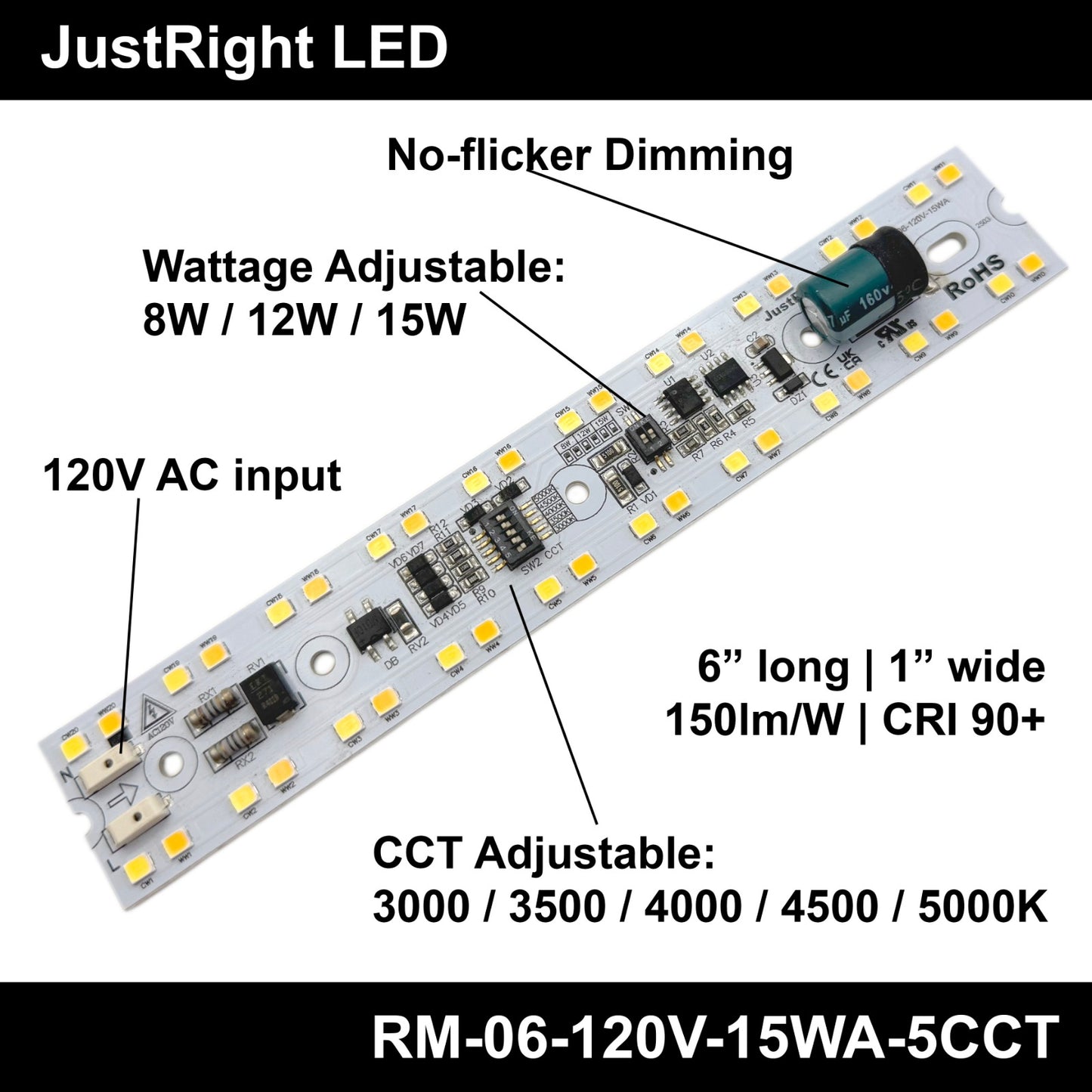 6" LED Retrofit Module 15W – 5CCT Adjustable | RM-06