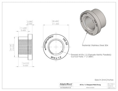 WB-M18 Weld Bung (M18 x 1.5)