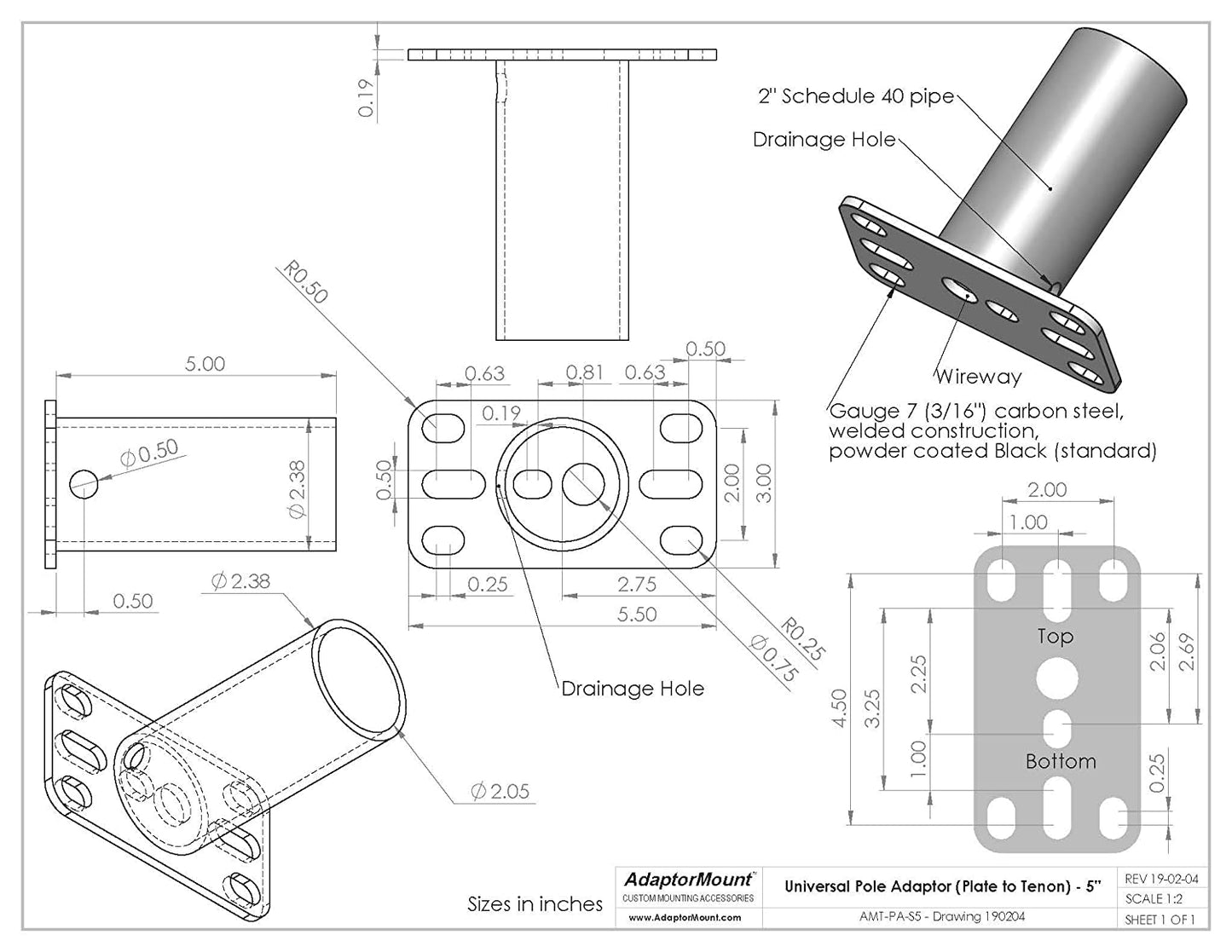 Universal Pole Adaptor for Cobrahead and Shoebox Light